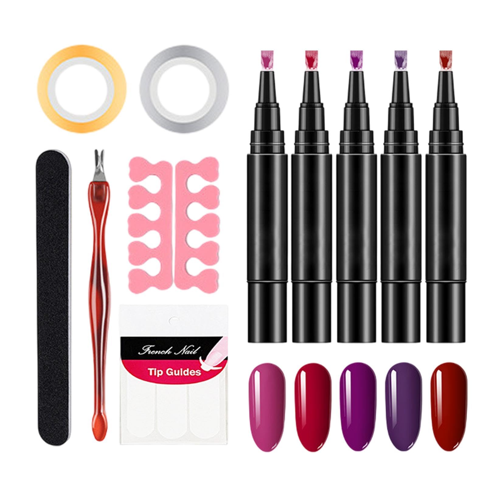 Set Di Per Smalto Per Unghie - Set Di Smalto Per Unghie | Pensi Di Smalto Per Unghie 5x, Strato Superiore Di Base Di Gel, Kit Di Smalto Gel Adatto Per La Casa, Sale