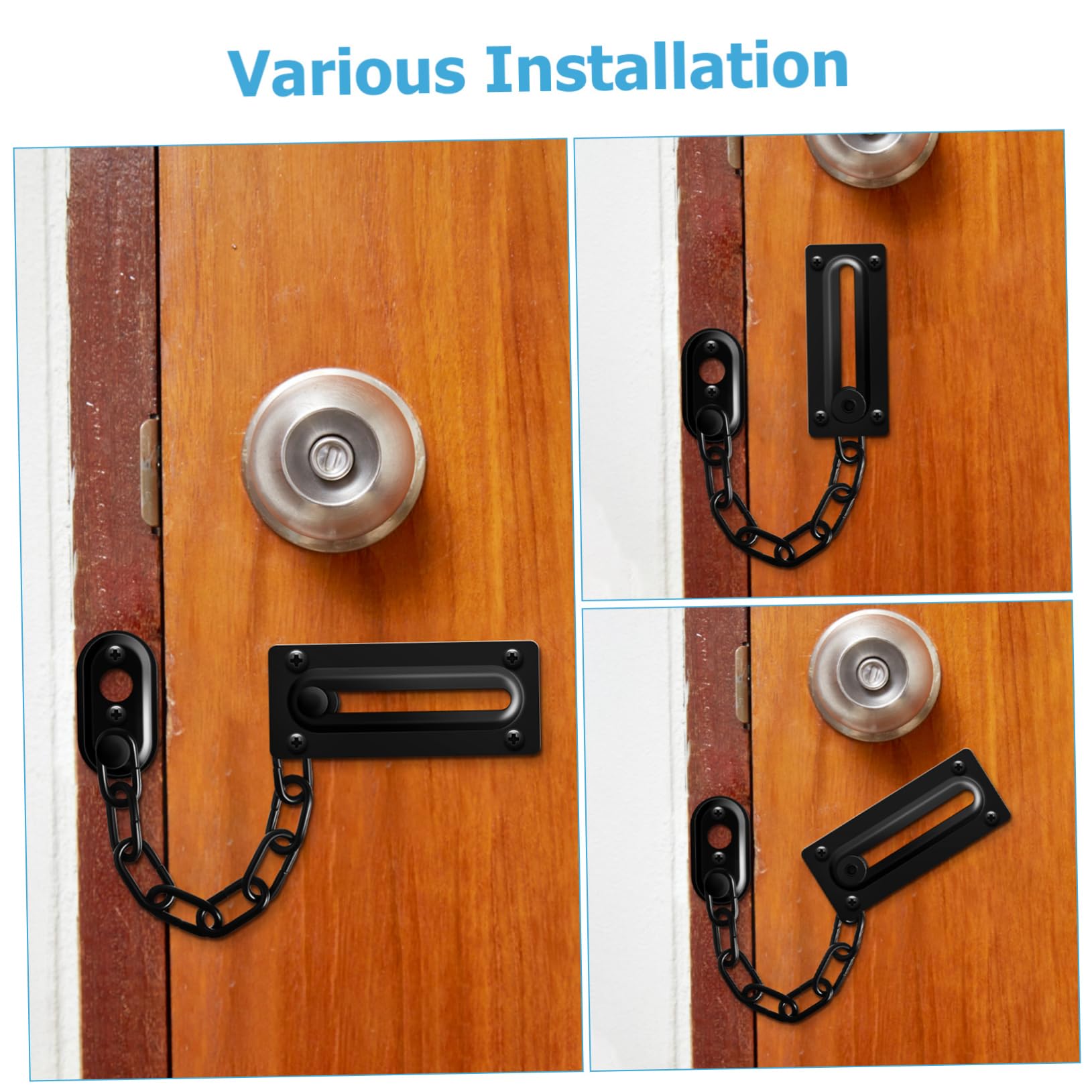 NUOBESTY Bloqueador de Puertas Antirrobo Instalación Fácil Cerradura de Cadena de Acero Inoxidable, 4 Piezas Seguridad para Puertas Interiores y Granero