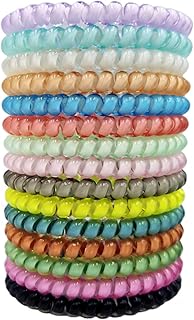 15 قطعة من ربطات الشعر الحلزونية، ربطات شعر مرنة ملونة كاندي، ربطات شعر حلزونية صغيرة متعددة الألوان، لفائف شعر لا تتجعد، أستك شعر بلاستيك على شكل سلك هاتف.