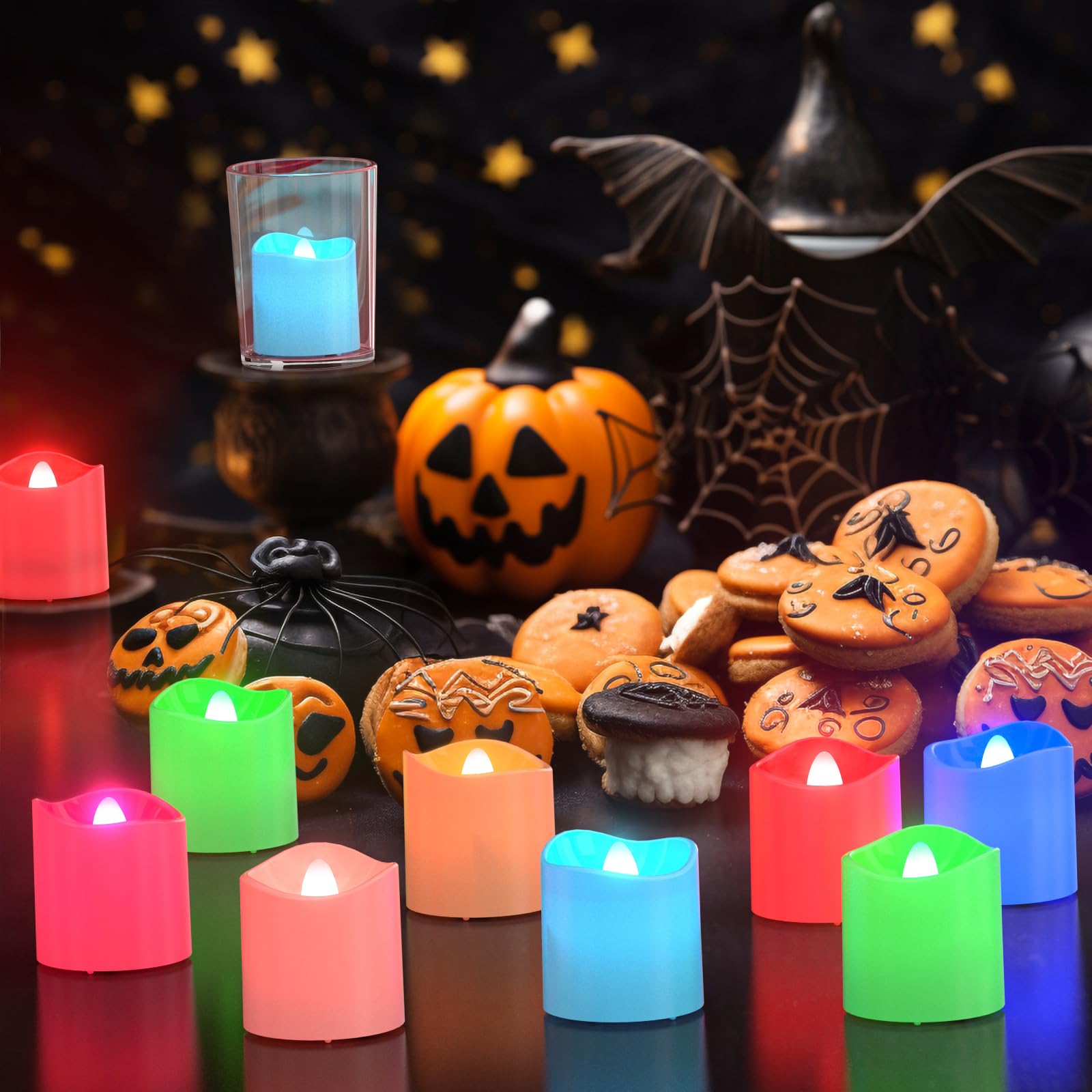 SoulBay Velas de té recargables, 12 velas recargables LED eléctricas sin llama con temporizador remoto y estación de carga para el hogar, habitación, fiesta, Halloween, decoraciones de Navidad