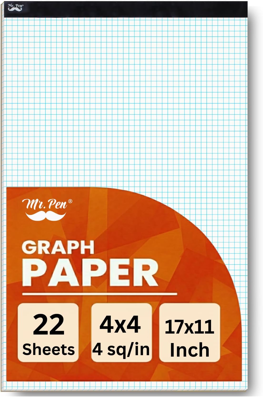 Mr. Pen- Graph Paper, Grid Paper, 22 Sheet Papers, 4x4 (4 Squares per inch), 17"x11", Drafting Paper, Squared Paper, Blueprint Paper, Architectural Paper, Computation Pad, Quadrille Writing Paper, Pad