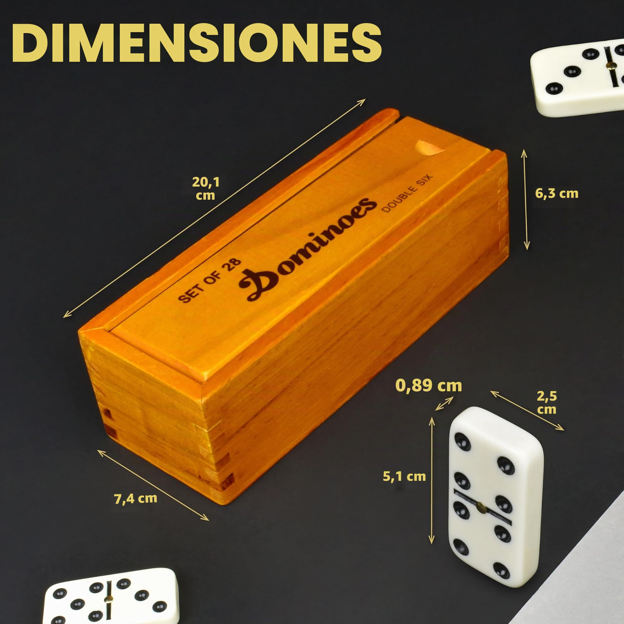 Queensell Juego de dominó para adultos - Dominó - Juegos de mesa clásicos, juegos familiares dobles de 6 dominó para niños y adultos - Juego de dominó estándar doble seis 28 azulejos con caja de
