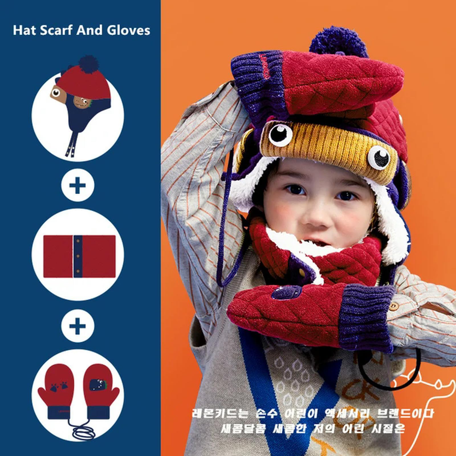 Wintermütze Schal Handschuh-Sets Dinosaurier Einhornstil Kinder Winterhutschal Und Handschuhe