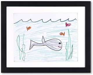 Li’l Davinci Art Cabinet, Stores up to 50 Pieces of 9 x 12 inch Art, Outer Wooden Frame Dimensions 11.75 x 14.75 inches, Kids Art Frame, Front Opening, Hangs Vertical or Horizontal, Black