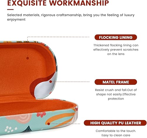 Miniatura 3 de Estuche rígido de piel sintética para gafas, estuche portátil de viaje para hombres, mujeres, niñas, viajes, estudio, trabajo