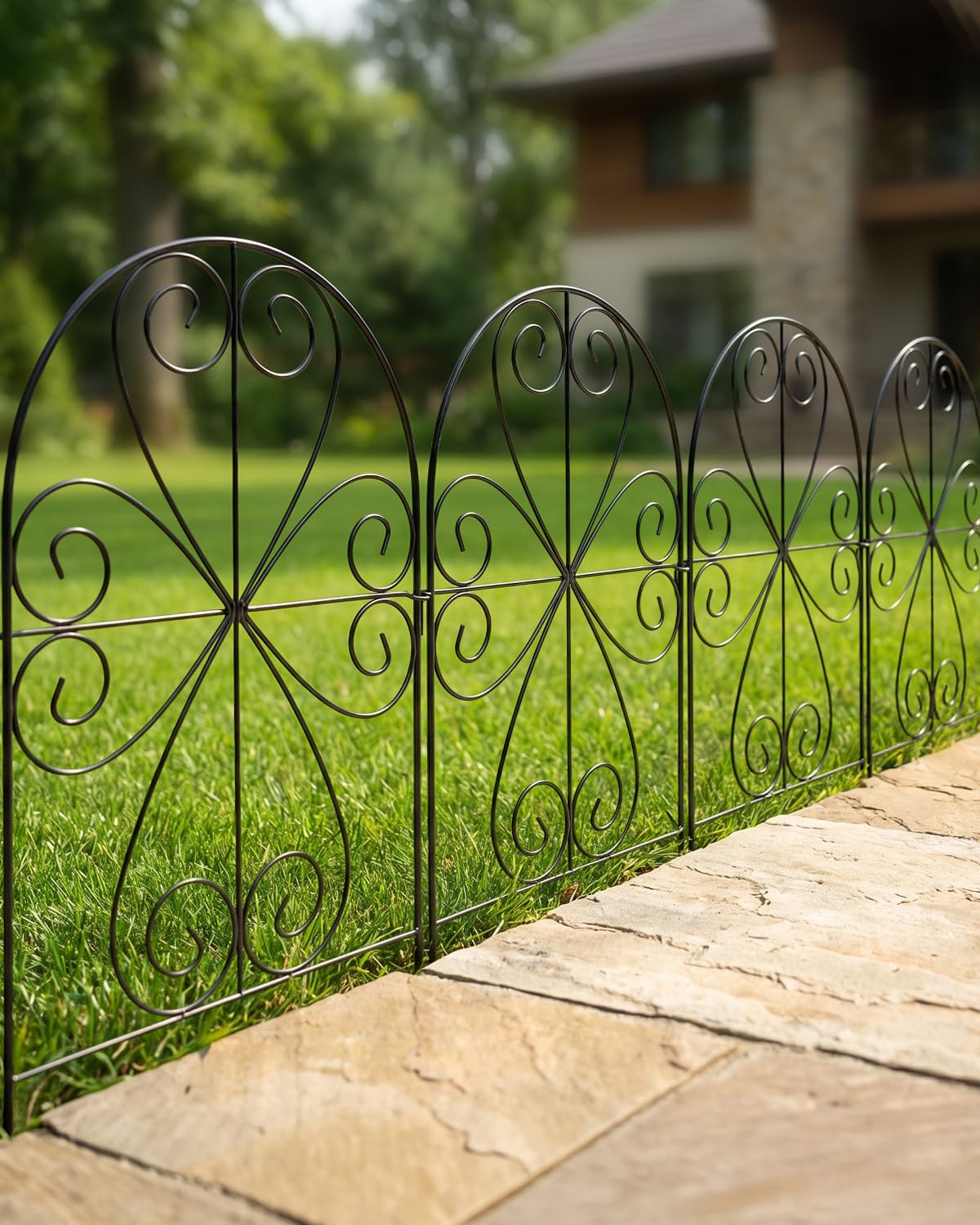 ARIFARO Metal Garden Fence Panels, 59cm H x 32cm W, Total Length 3.2m, 10 Pack, No Dig Rust-Resistant Outdoor Fencing, Small Animal Barrier, Decorative Border for Yard & Garden, Black