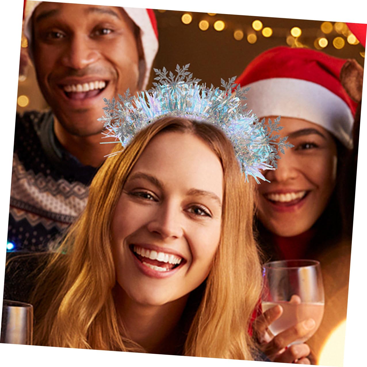 PLAFOPE 3 Pezzi Fascia Capelli Donna Natale con Fiocchi di Glitterati Leggera e Resistente Accessori per Feste Xmas per Ragazze e Donne Idea Regalo Invernale per Capelli