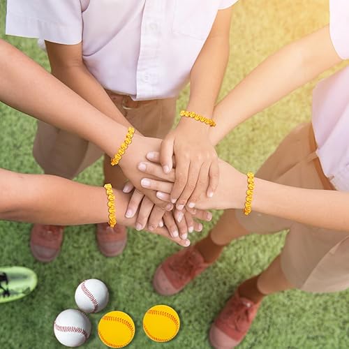 Miniatura 6 de CCOZN 100 cuentas de béisbol para fabricación de joyas, arcilla polimérica deportiva a granel con caja, dijes de sóftbol de 0.394 pulgadas,