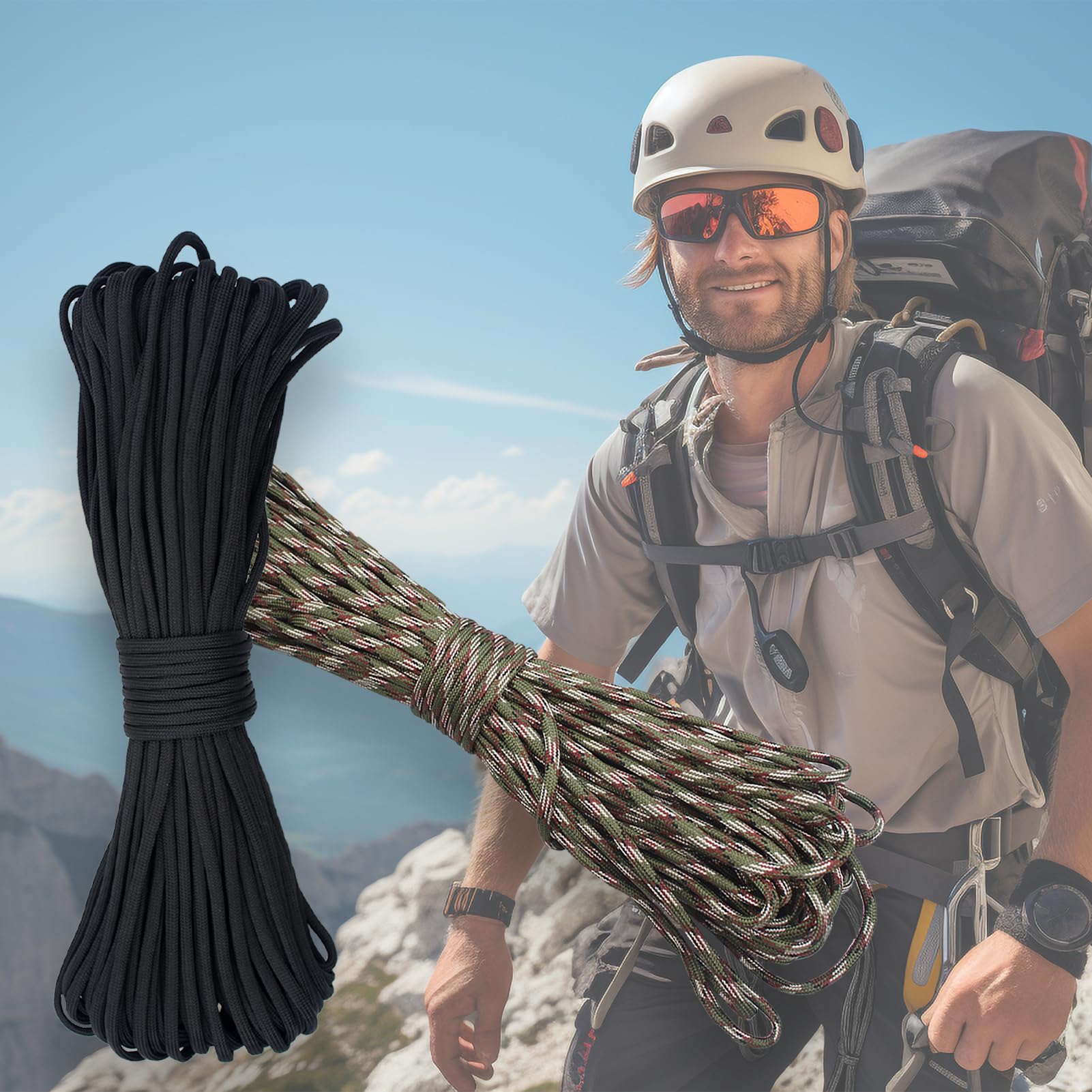 Corde Paracorde 33 ft 4 mm Multifonction 2 Couleurs pour Bracelets DIY Camping Extérieur