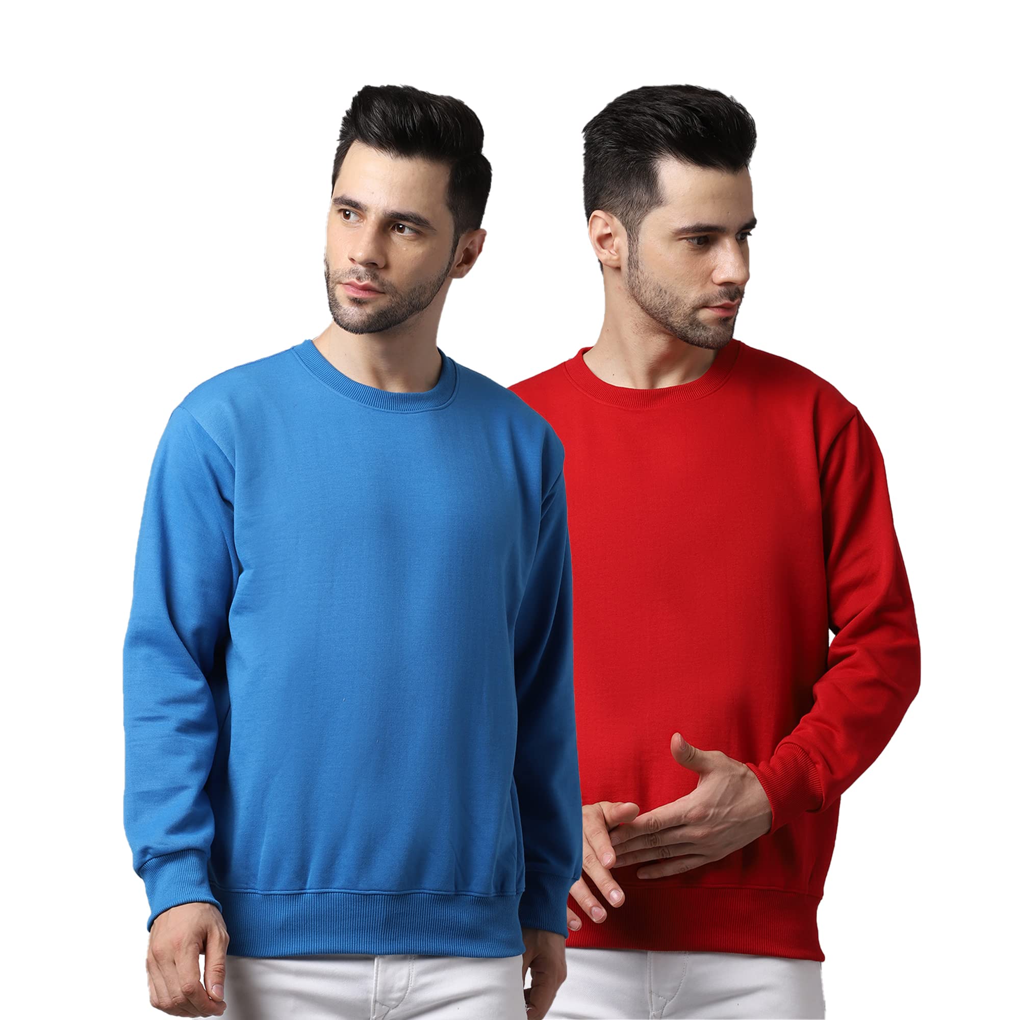 Mack Jonney Fleece Round Neck Printed Sweatshirt for Men (Pack of 2)-SW_RRN_BLU_50_PNK_02-P