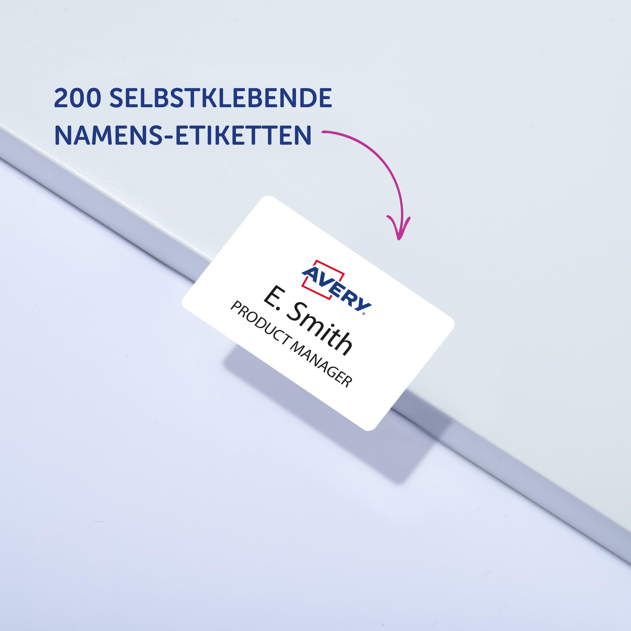 AVERY Zweckform L4785-20 Namensetiketten (200 Namensaufkleber, 80x50mm auf A4, selbstklebend, bedruckbare Textiletiketten aus Acetatseide für Laserdrucker, rückstandsfrei ablösbar) 20 Blatt, weiß