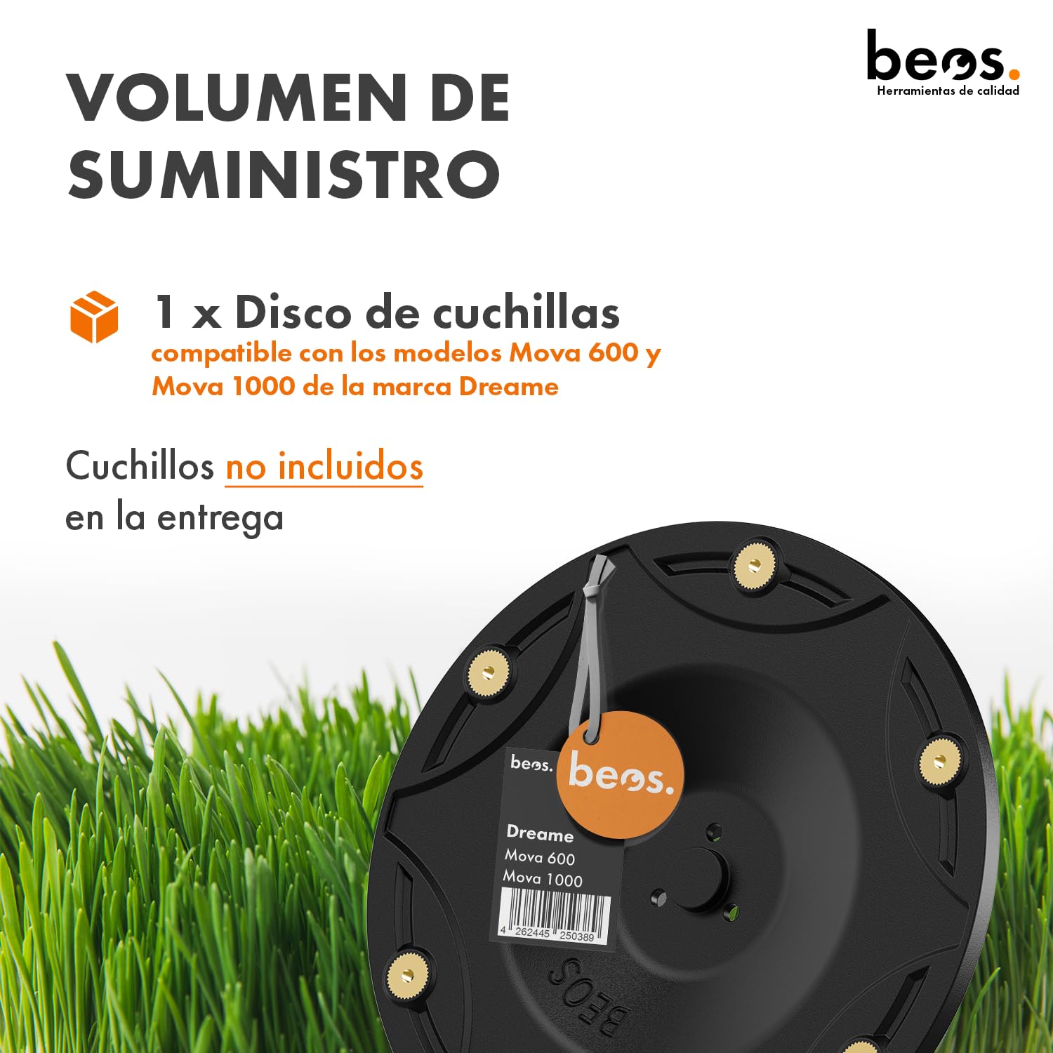 BEOS Ajuste de la cortadora de césped robótica Premium - Disco con 6 Cuchillas - para Dreame Mova 600 y Mova 1000 - Disco con Cuchillas Reforzado con Fibra de Vidrio - Ø 170 mm -