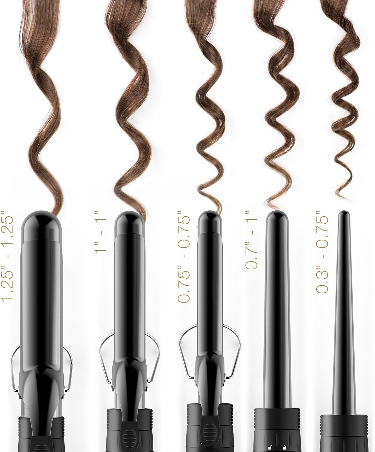 5 in 1 Professional Curling Iron and Wand Set - 0.3 to 1.25 Inch Interchangeable Ceramic Barrel Wand Curling Iron - Dual Voltage Hair Curler Set for All Hair Types with Glove and Travel Case by Xtava : Beauty & Personal Care