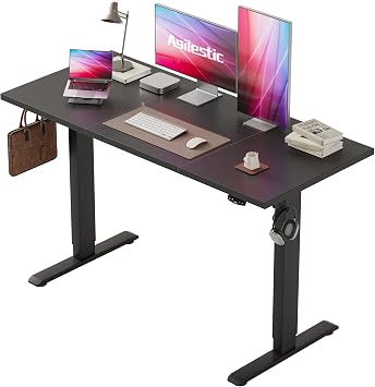 Agilestic Electric Standing Desk, 120 x 60 cm Height Adjustable Sit Stand Desks with Splice Board and Memory Smart Pannel, Home Office Desk, Black