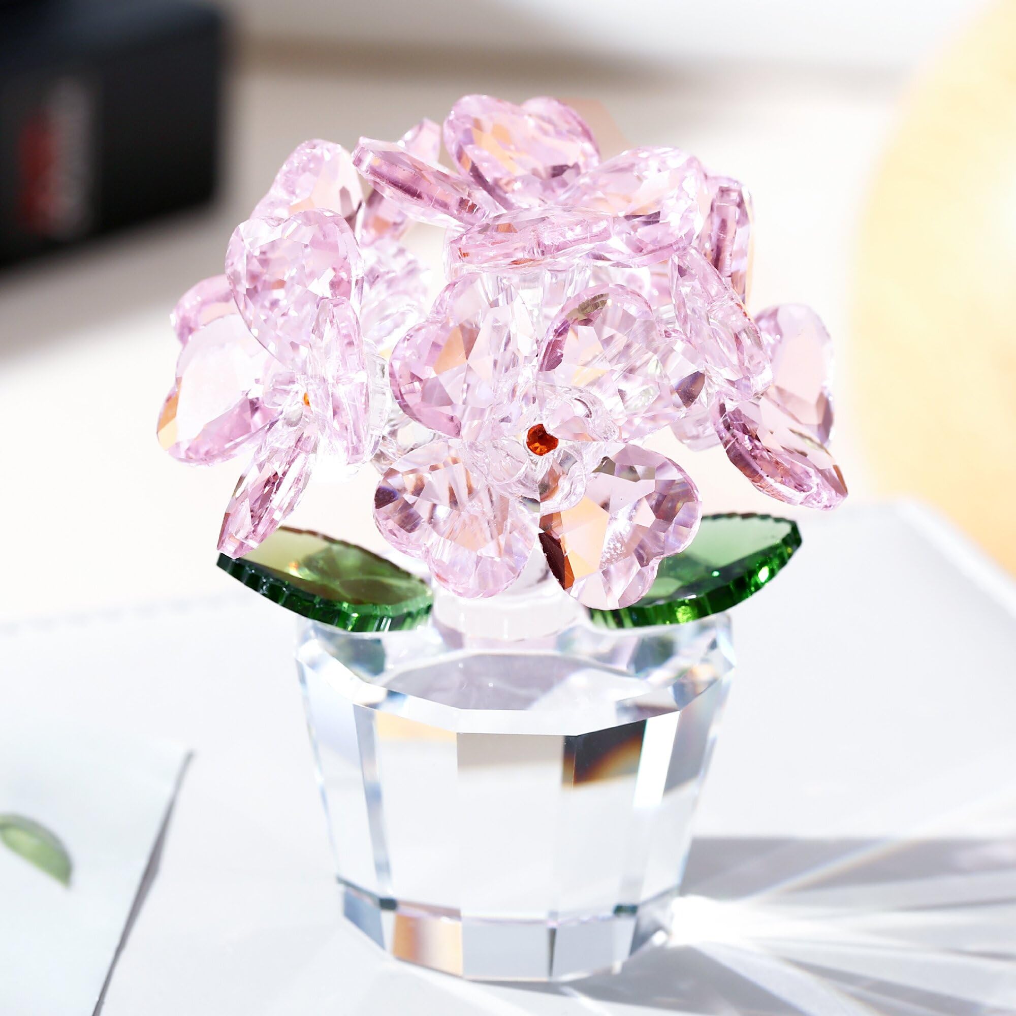 DLXK Pink K9 Crystal Flower Figurine Forget Me Not