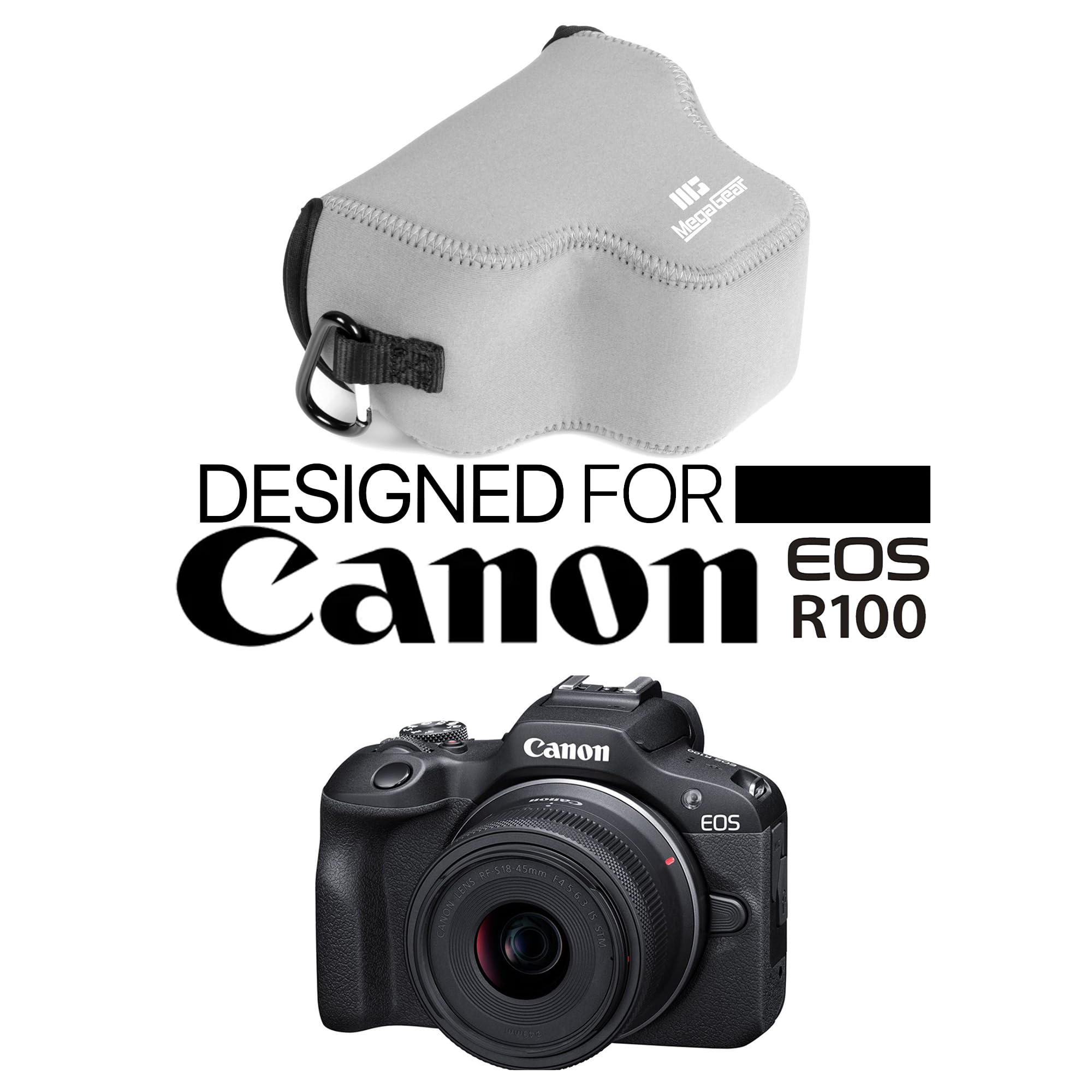 MegaGear Neoprene Camera Case for Canon EOS R100 (18-45mm)- Stylish and Protective Digital Photography Bag (Gray) - Image 2