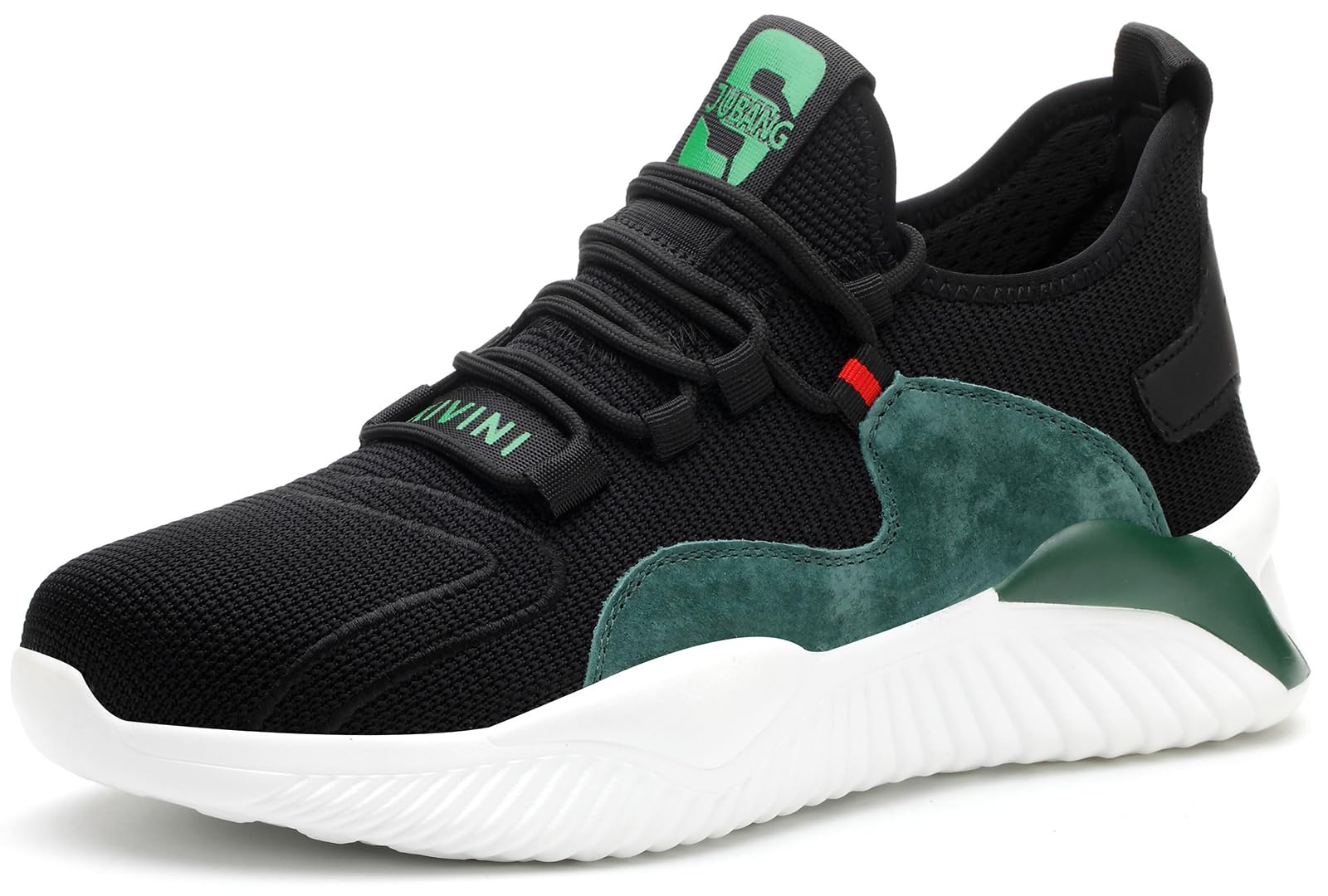 Męskie buty ochronne, damskie, buty robocze ze stalowym noskiem, lekkie, oddychające, stylowe, trekkingowe, czarny, zielony, 37 EU