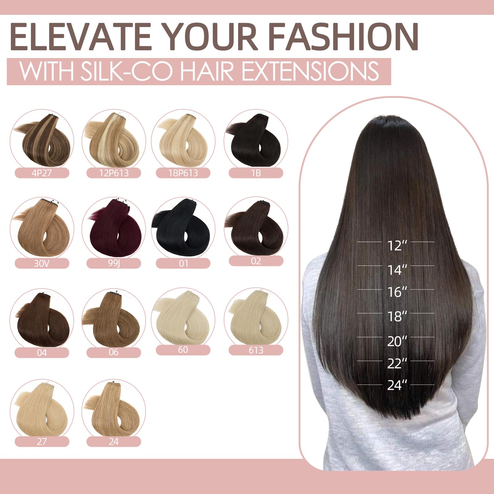 Silk-co Extensions Echthaar mit Draht, Clip in Extensions 70g, Secrets Haarverlängerung Haarteil für Frauen 50cm #18RP613R Graublond mix Bleichblond