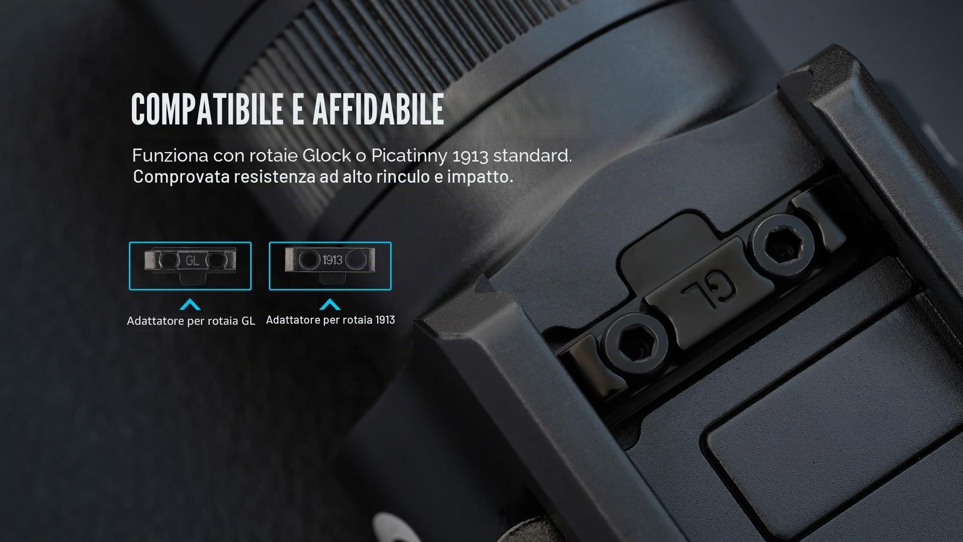 OLIGHT Baldr Pro R Lampada caccia ricaricabile, con fascio verde, 1350 lumen, 200 m, 3 modalità di illuminazione, Potente torcia professionale impermeabile per caccia Nero