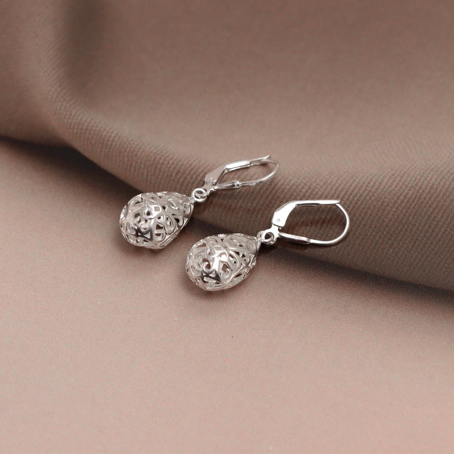 LeCalla Women's Drop & Dangle Earrings | 925 Sterling Silver Leverback Earrings | Lightweight Teardrop Lever Back Drop Dangle Earring for Women - Image 3
