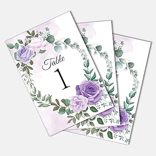 26 Pieces Wedding Table Numbers Cards 1-25 with Head Table Numbers - Pur...