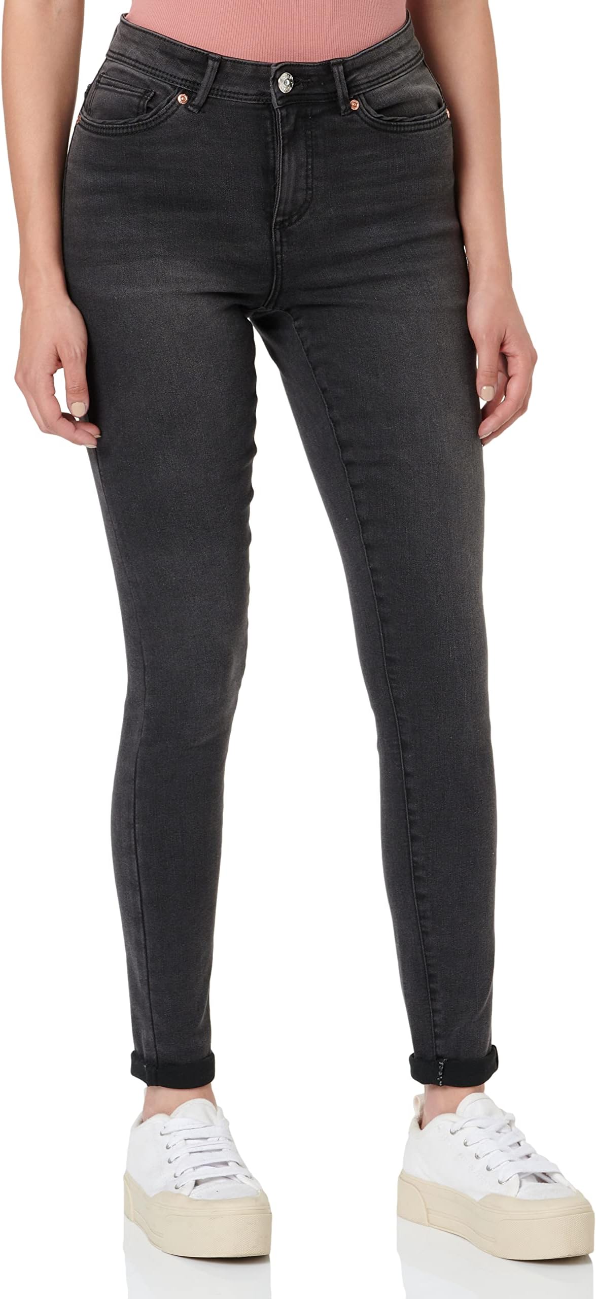 ONLY TALL Women's ONLWAUW MID SK BJ1097 FN TLL Jeans, Washed Black, L/34, Washed Black, L