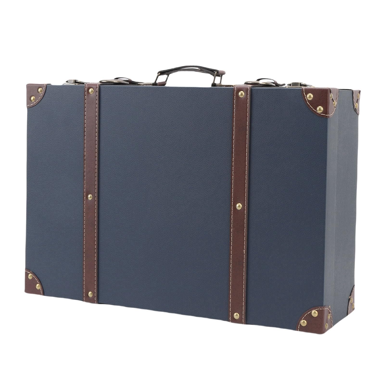 XUMIUZIY Retro Gepäck Vintage Kofferbox |Aufbewahrung Im Reisestil für Hochzeitsfotografie-Requisiten und Geburtstagsdekoration (BLUE)