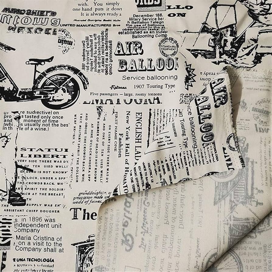 Amazon.co.jp: Bu 1PCS 145センチメートル英語新聞生地、綿100