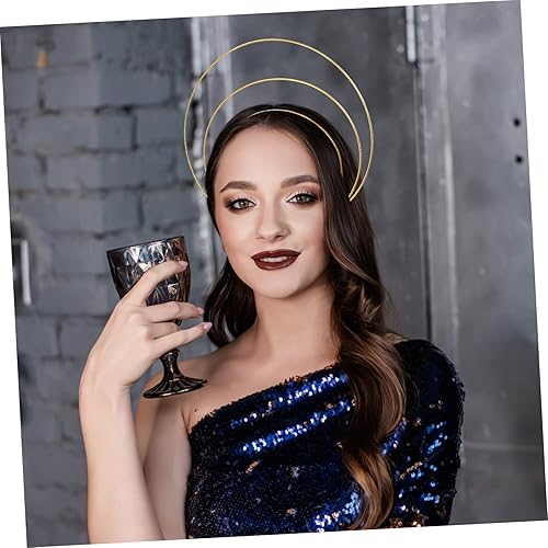 Miniatura 6 de FOMIYES Corona con halo de ángel, diadema de diosa dorada, diadema de metal para reina, tocado de diosa gótica antigua, dorado para mujeres y niñas