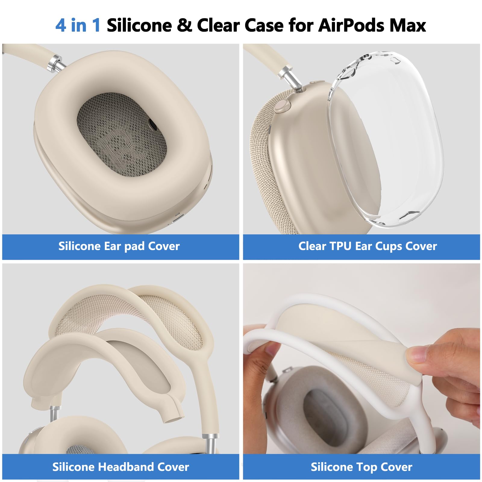 Etui do AirPods Max 1st/2nd, Transparent Starlight | Odporność na Wstrząsy, Zarysowania, Kurz i Pot. Łatwy Montaż, Idealne Dopasowanie, Nie Wpływa na Funkcje