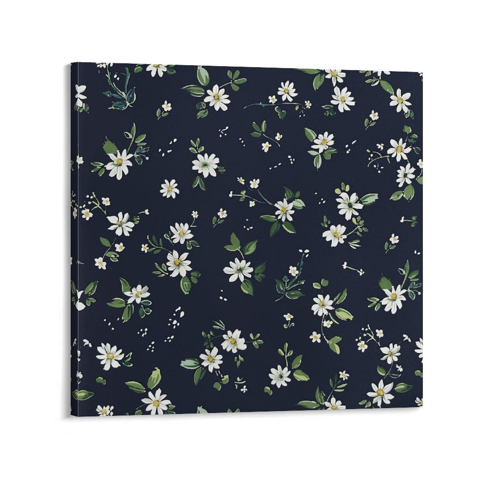 Daisy Repeating Pattern Canvas Wall Art for Bedroom 16x16inch(40x40cm) Canvas Prints Artwork for Walls Modern Picture Artwork Painting for Living Room Aesthetic Wall Paintings for Bathroom Kitchen Off