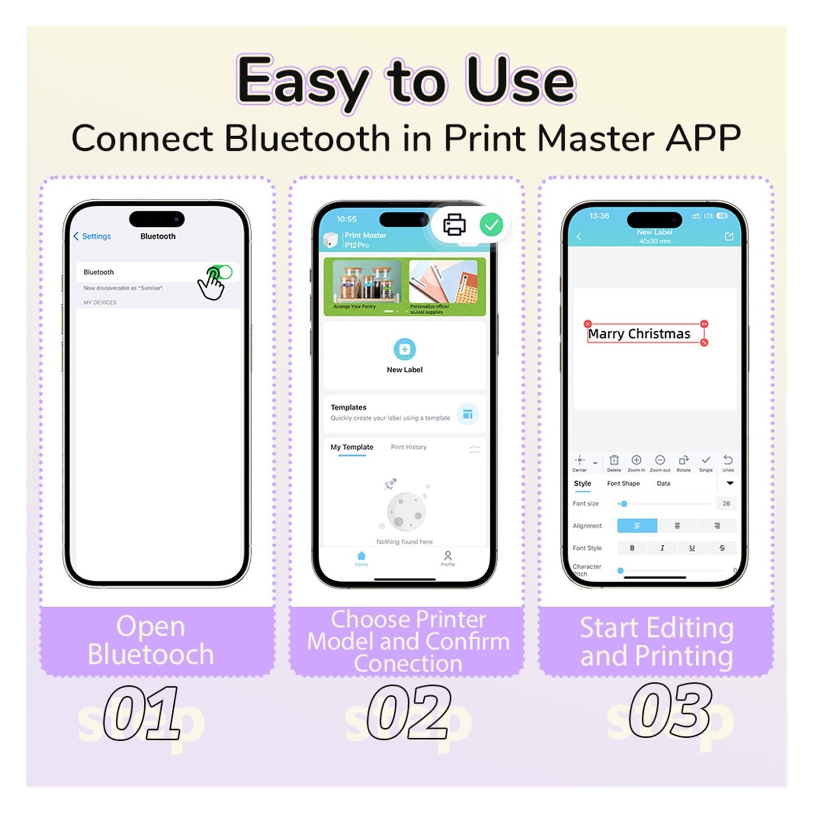 Distributore di nastro adesivo, Etichettatrice P12 PRO Etichetta adesiva Etichetta for abbigliamento termoadesiva Nastro di raso Etichettatrice ricaricabile Bluetooth senza inchiostro