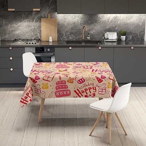 Miniatura 2 de Decoraciones de cumpleaños para niños, mantel Redondo para mesa de 4 Sillas rosa, naranja y rosa intenso, decoración de mantel rústico para el