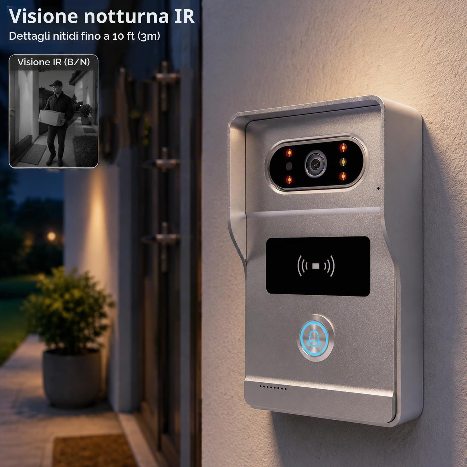 Kit Videocitofono 2 fili Monofamiliare Citofoni, Visione Notturna 1080p,Audio Bidirezionale,Citofono con Tuya Sblocco Remoto,Facile Installazione