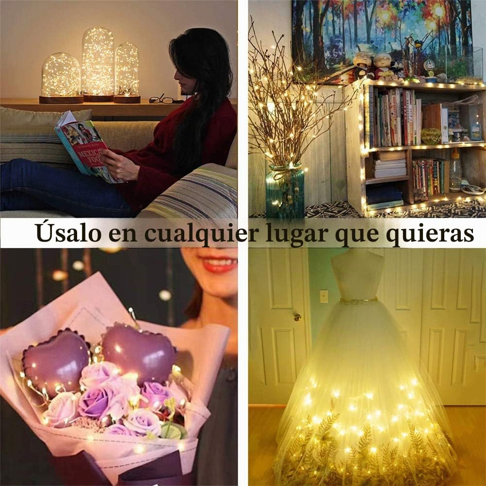 Guirnalda Luces LED, 20 Piezas 1m 10 LED Luces LED Pilas, Impermeable LED Luces de Cadena Micro con Pilas Guirnaldas Decoracion Luces de Hadas para Interior Jardín Boda Fiestas