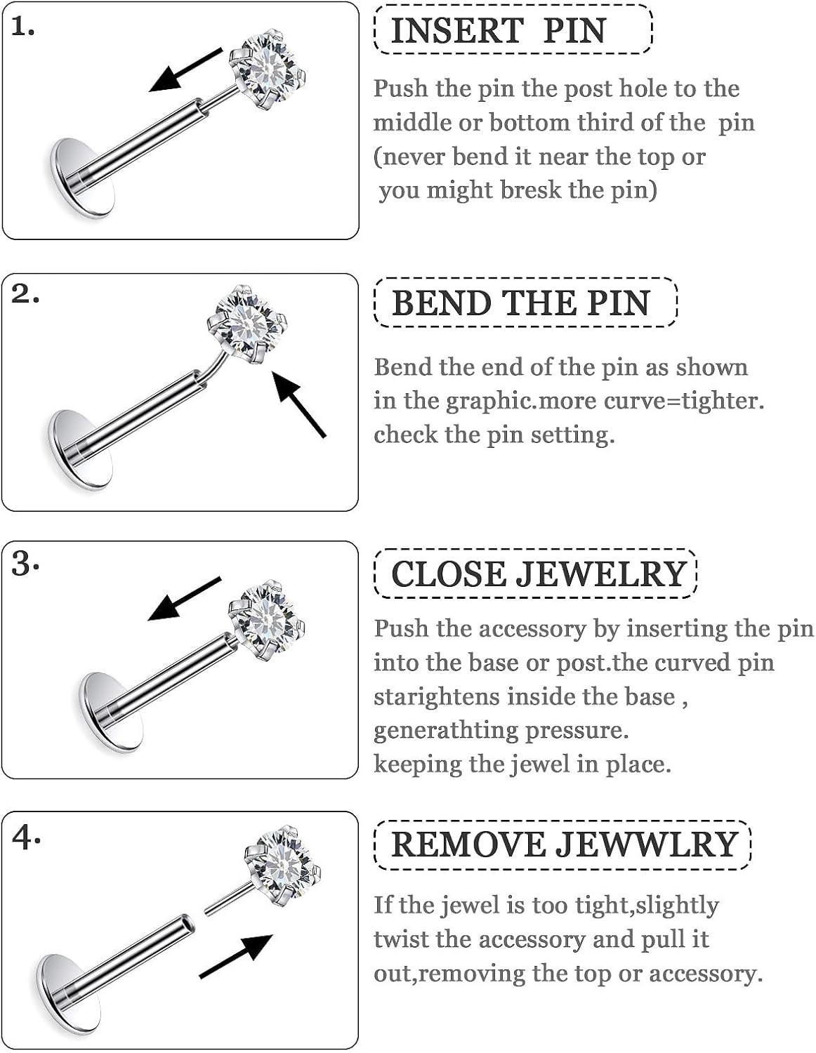 14K Gold Filled 20G 18G 16G Threadless Flat Back Earrings Studs Surgical Stainless Steel Push In Nose Rings Studs Tragus Forward Helix Conch Cartilage Earrings Piercing Jewelry For Women Men - Image 3