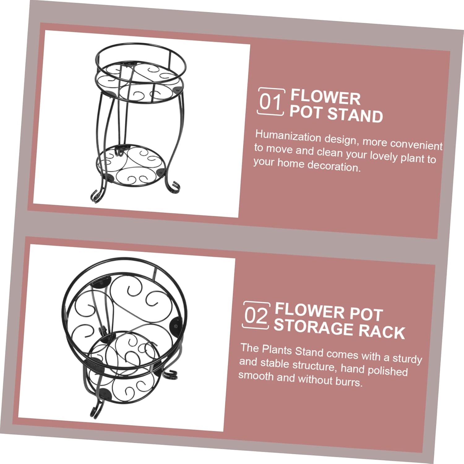 Kisangel Double Metal Plant Stand for Indoor and Outdoor Use Flower Pot Rack for Room Patio Balcony and Garden Decor Stylish Plant Display Shelf