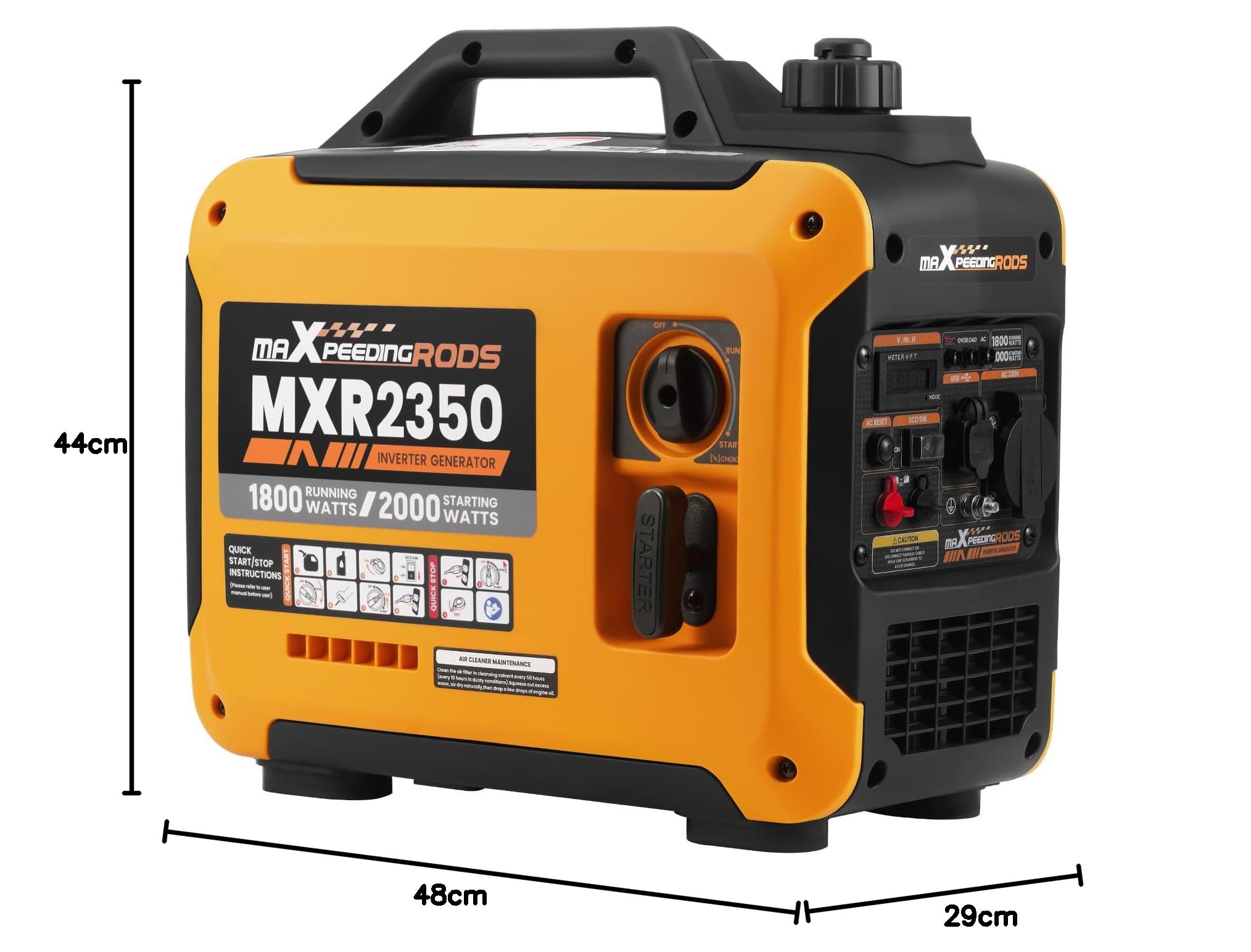 maXpeedingrods Inverter Stromerzeuger 2000W Stromgenerator Benzin 4 Takt mit USB und 230V Steckdosen, Digitalanzeige, kompakt und leicht für Camping, Outdoor Reise, Wohnmobil