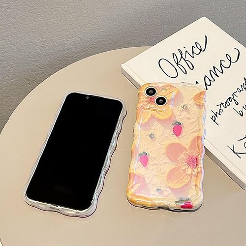 Miniatura 4 de ZCDAYE Funda para iPhone 13 (6.1 pulgadas), pintura al óleo retro con estampado de flores florecientes, colorido borde brillante, marco ondulado