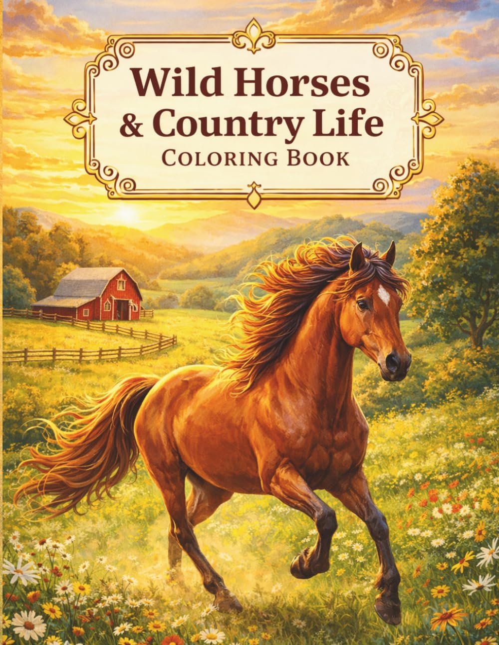 Wild Horses & Country Life Coloring Book