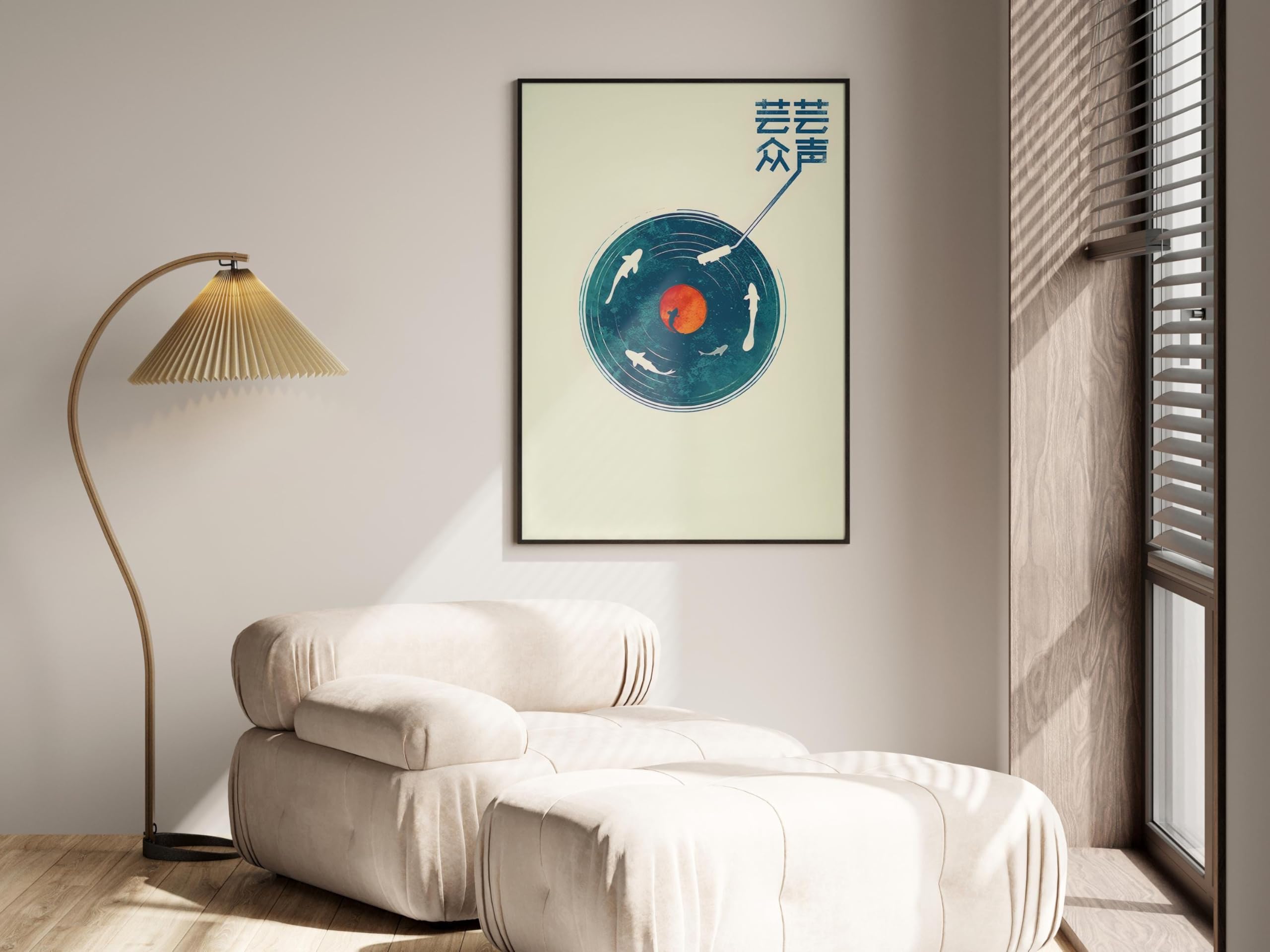 LMYCHENG Plakat z muzyką retro, japońska sztuka ścienna, vintage płyta winylowa obraz na płótnie, do salonu, dekoracja domu (70 x 100 cm / rama wewnętrzna)