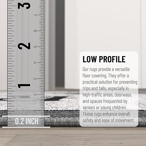 Miniatura 3 de Ottomanson Glamour Collection - Alfombra de pasillo ovalada de 2 x 5 pulgadas con parte trasera de goma antideslizante diseño de enrejado marroquí