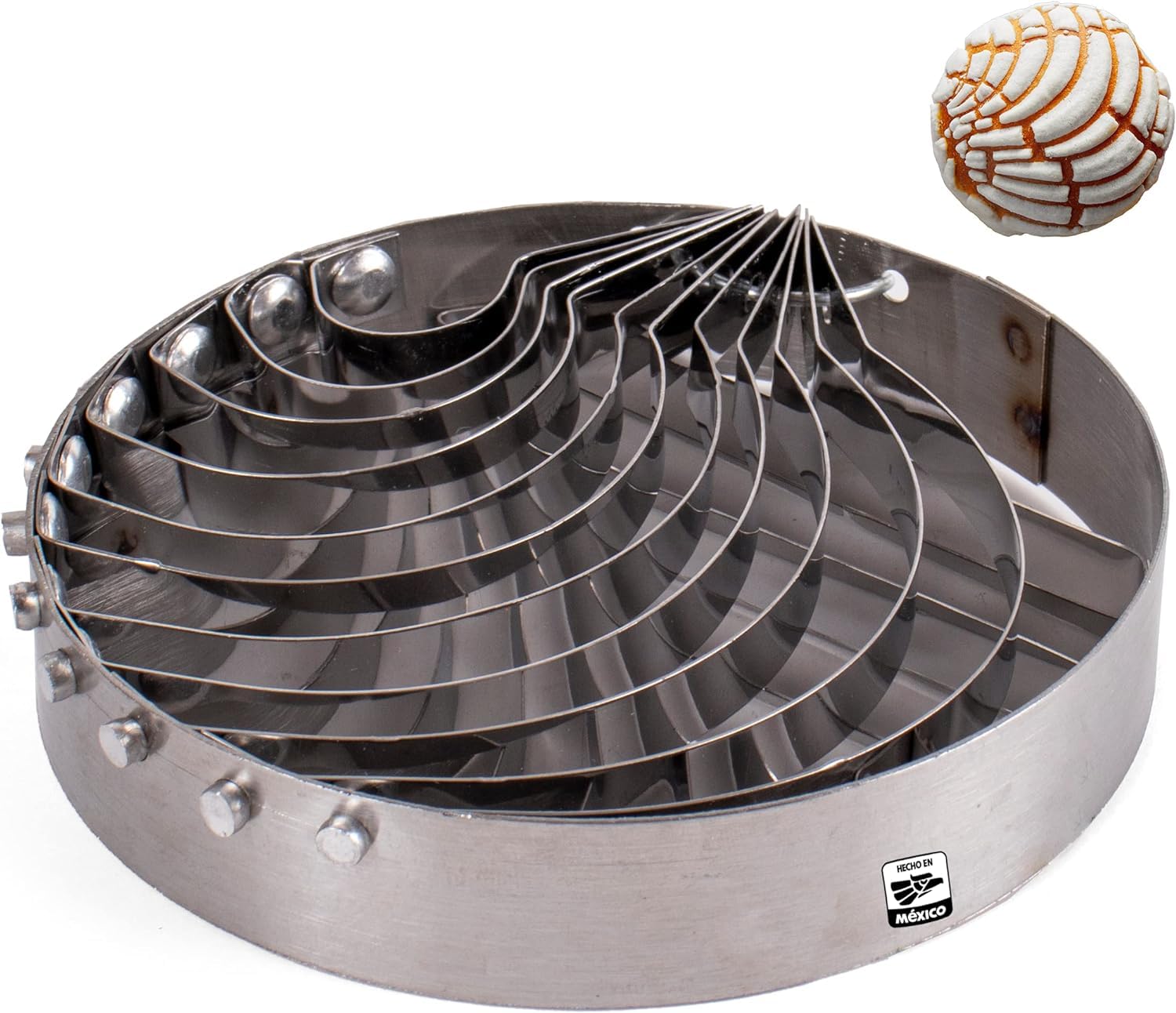 Mexican Concha Cutter for Pan de Dulce | Bread Tool | Cortador de Conchas para Pan, Molde para conchas de pan, Two-Sided Stainless Steel Made in Mexico (4 Inches)