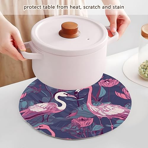 Miniatura 5 de 3 piezas de salvamanteles grandes con patrón de flamenco sobre fondo azul para platos calientes, tejido de hilo de algodón de 15 pulgadas, absorbe