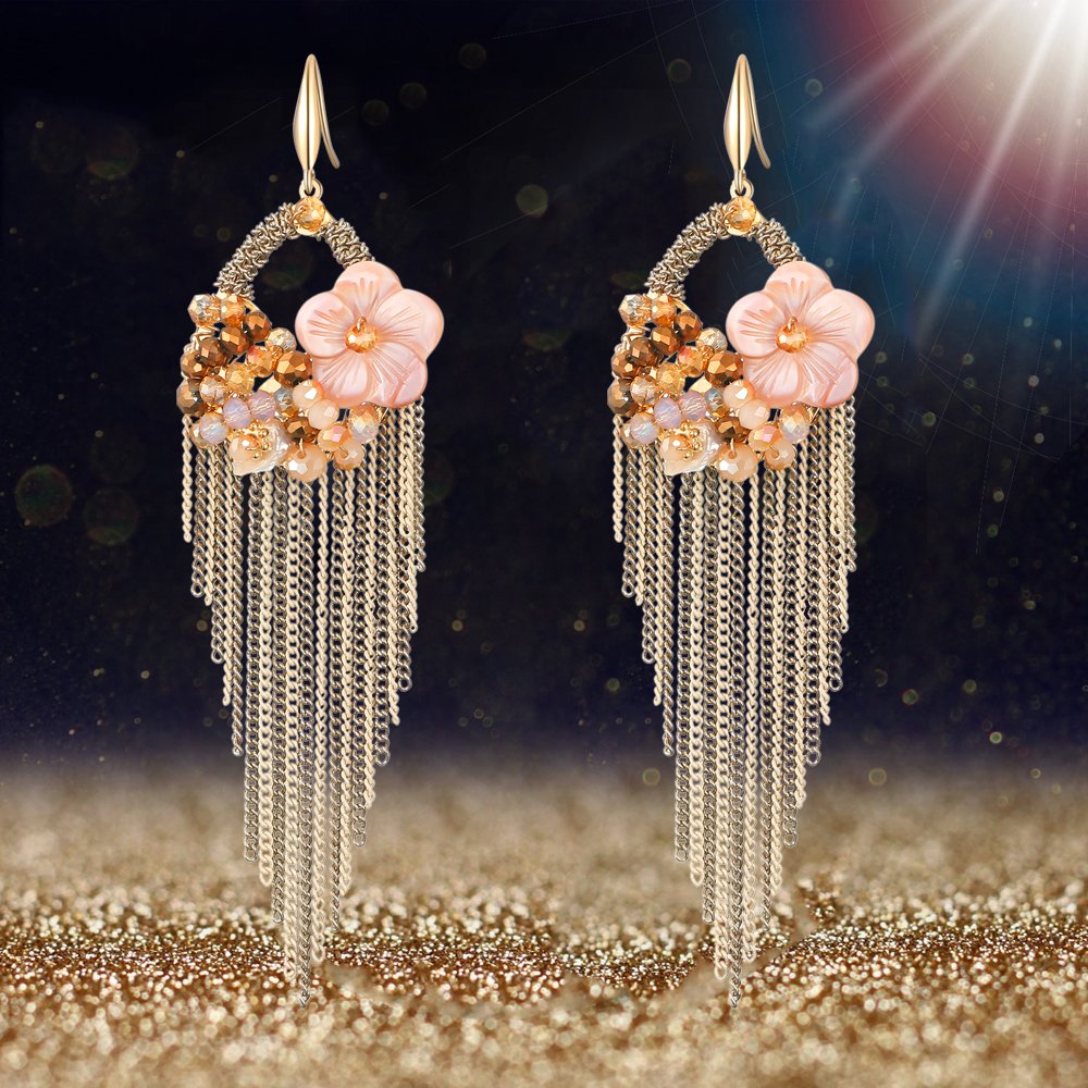 Multicolour Copper Floral Tassel Earrings