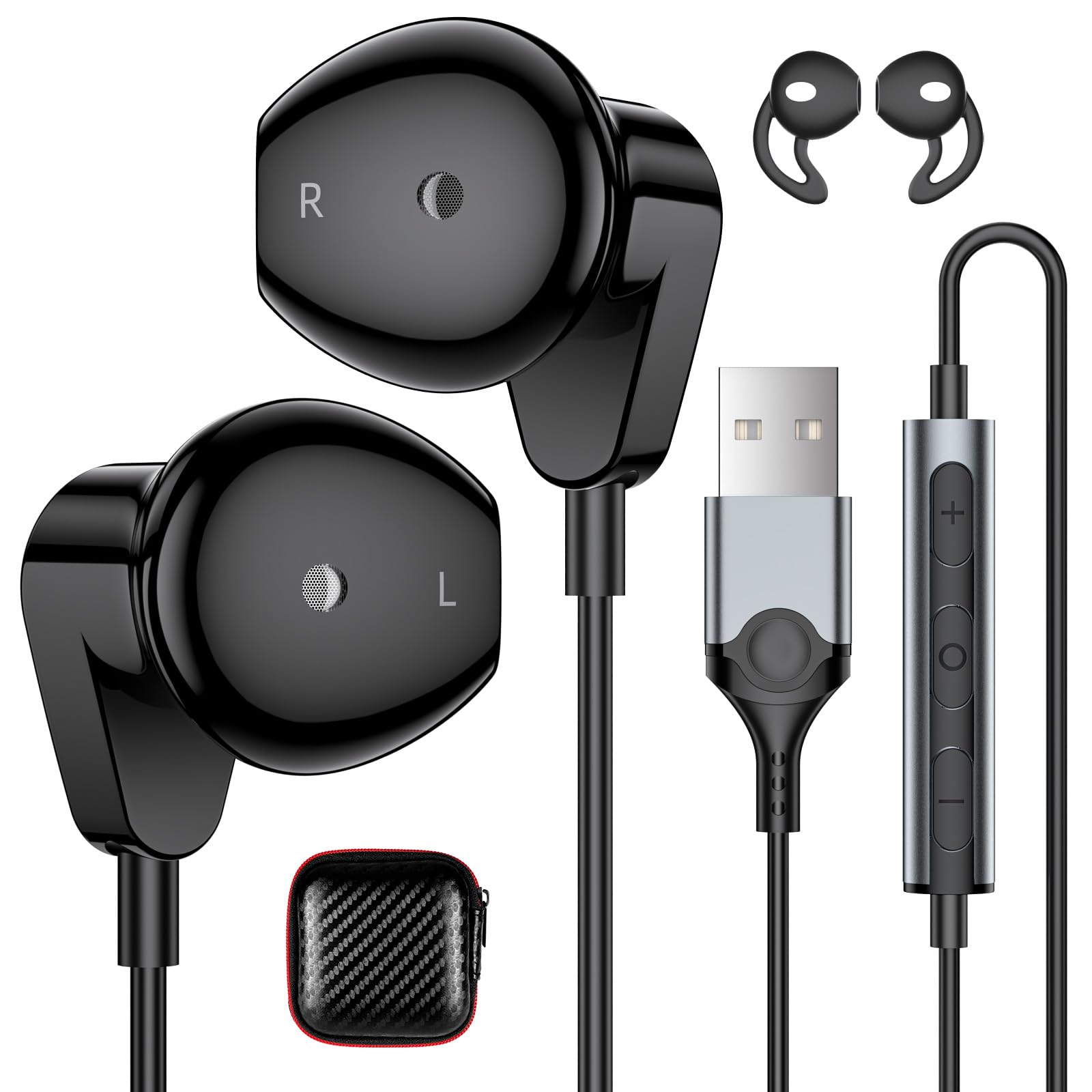 APETOO USB Earbuds with Mic Volume Control,7.5FT Long Cord USB-A PC Earbuds | Computer Headphones with Mute Button, DAC Chip Stereo Wired Earbuds, Gaming Earphones for HP Laptop Zoom Office School-picture-18