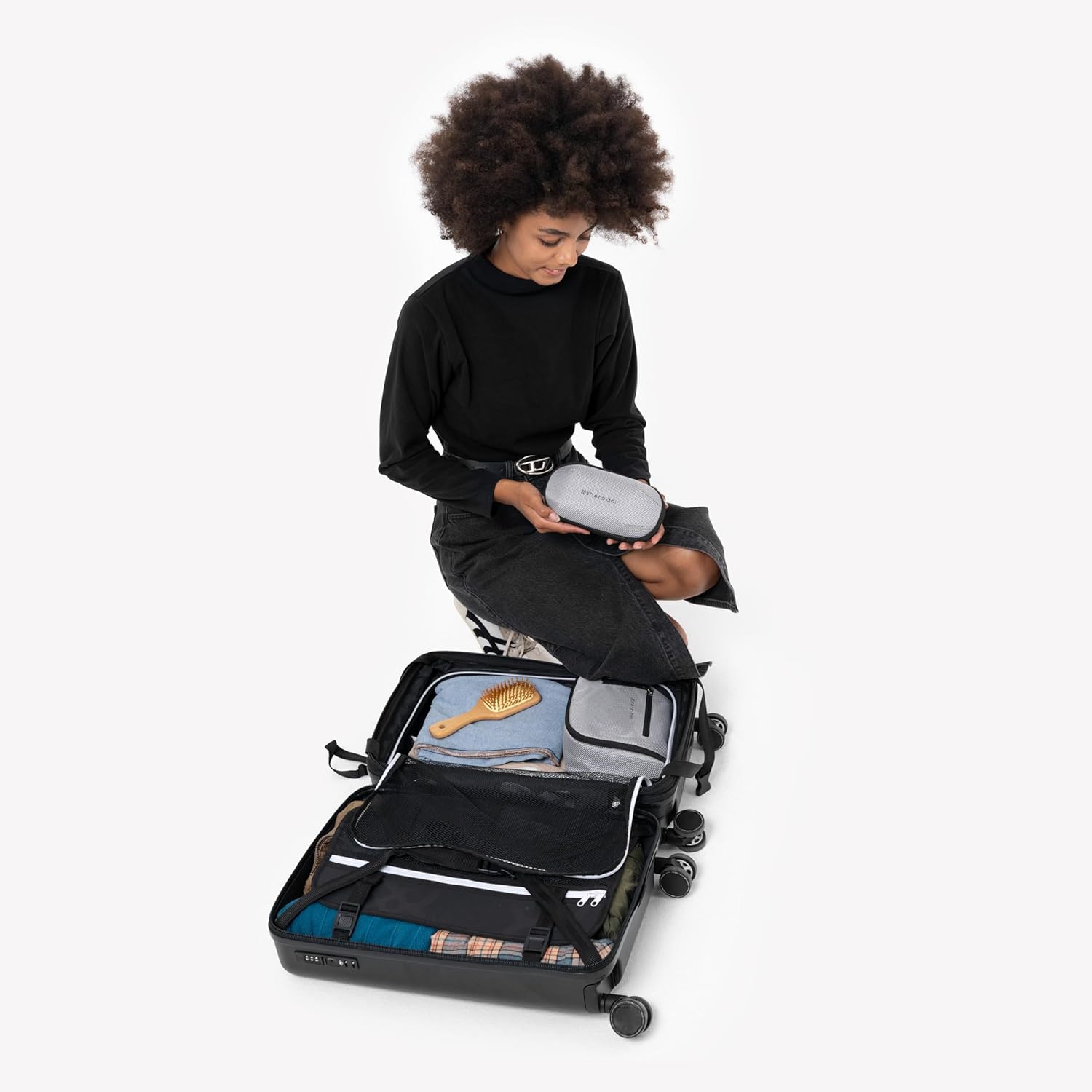 Sherpani Mini Co-Pilot, Travel Cable Bag, Cord Storage Organizer, Small Tech Pouch, Accessory Carrying Case, Travel Gift for Women (Sterling)