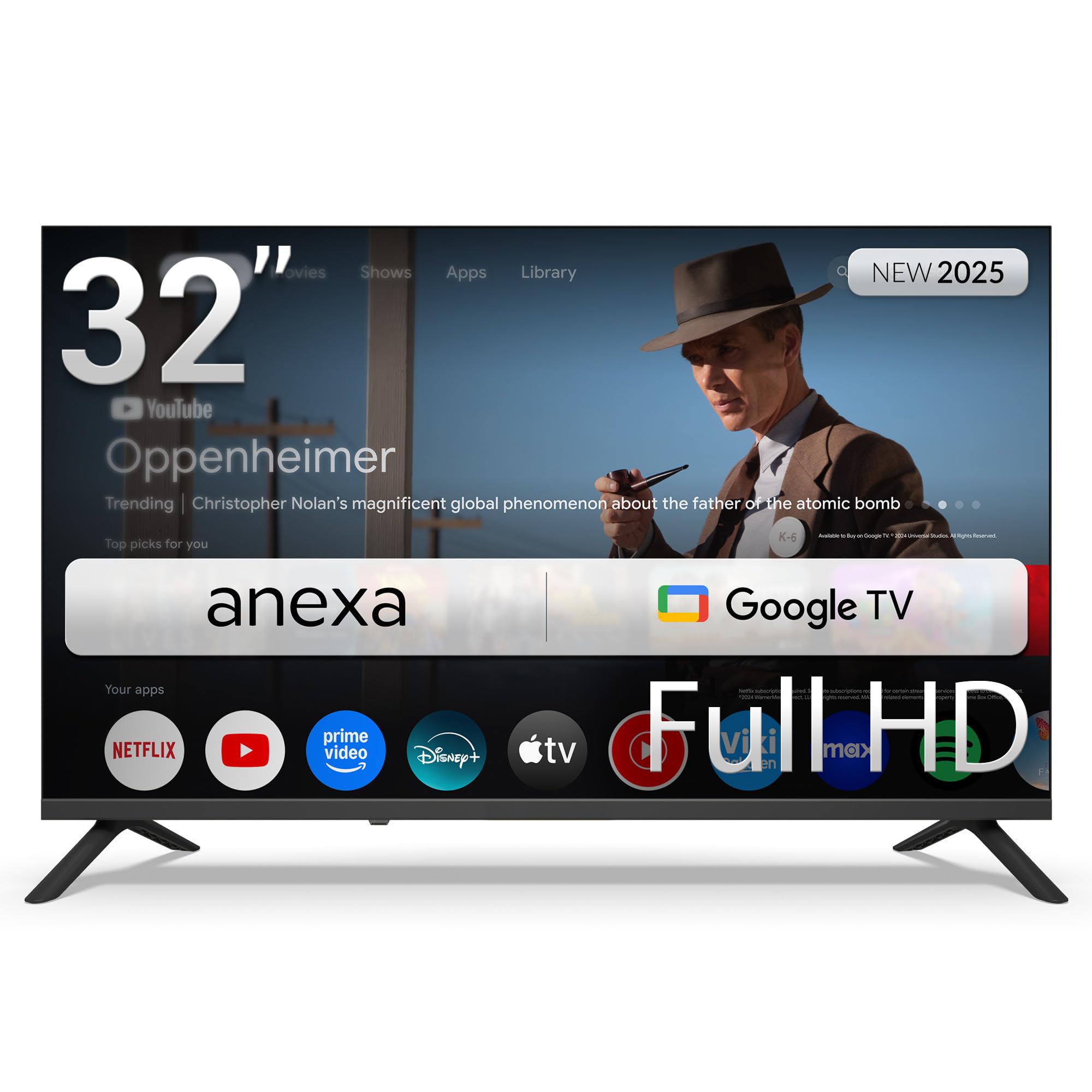 anexa - Smart TV 32 Pulgadas Full HD Google TV con Android 14, TDT 2025. Televisor con 3 años de garantía SMART32C02FG, Compatible con Netflix y Prime Video