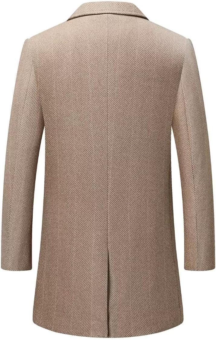 INVACHI Men's Casual Trench Coat with Detachable Scarfs Notched Collar Single Breasted Overcoat