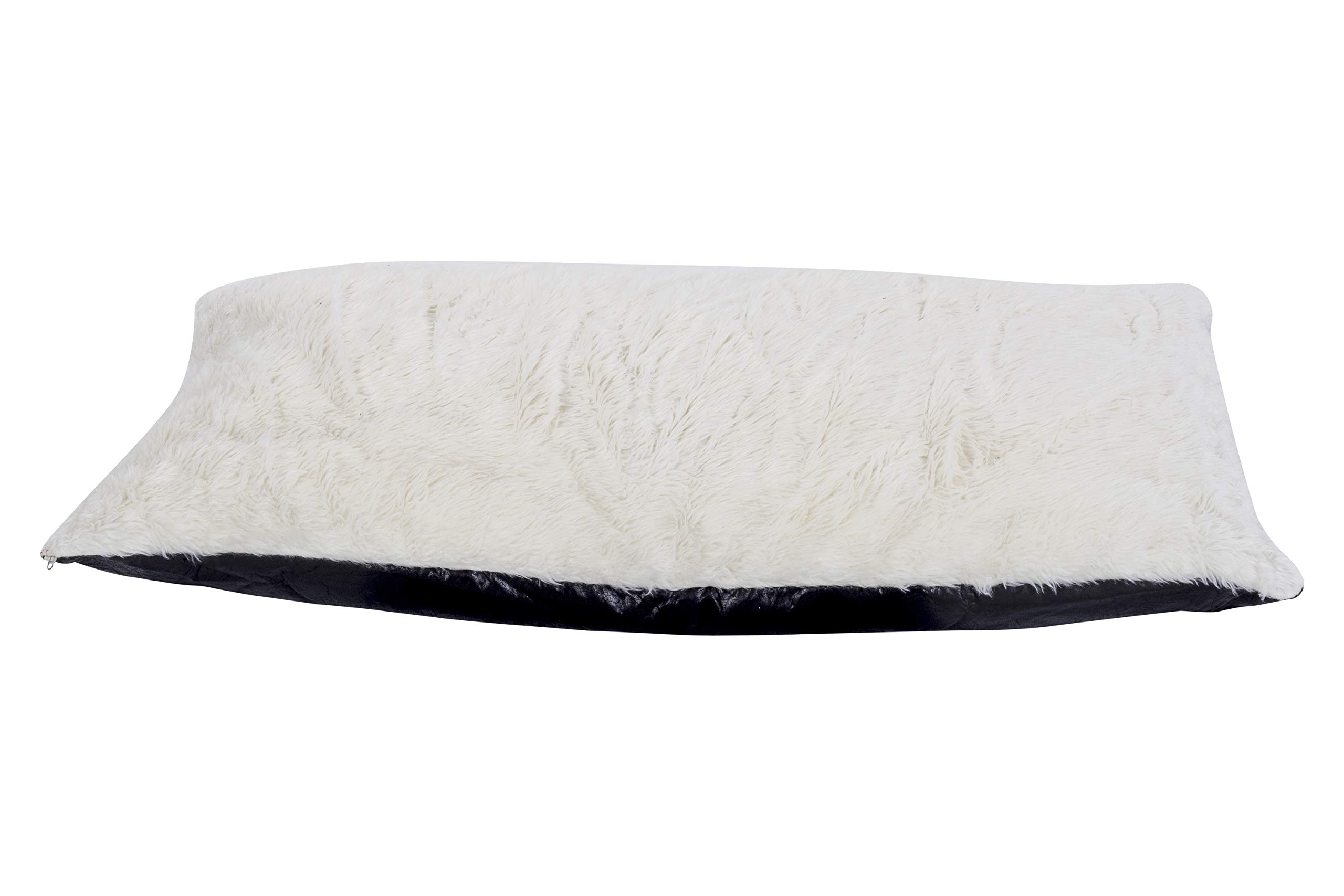 DeluxePet 'Schlummer' Hundebett schwarz 120x80 aus Kunstleder mit 2in1 Wendekissen, Hundekissen für große Hunde mit einer Fell und Leder Seite, Seiten weich gepolstert, Anti-Rutsch Rückseite